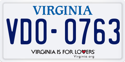 VA license plate VDO0763