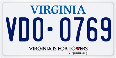 VA license plate VDO0769