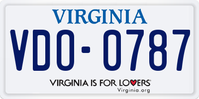 VA license plate VDO0787