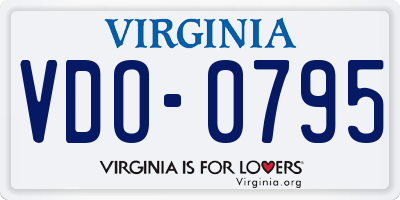 VA license plate VDO0795