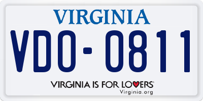 VA license plate VDO0811
