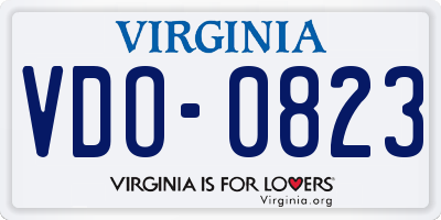 VA license plate VDO0823