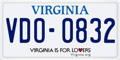VA license plate VDO0832
