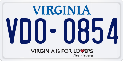VA license plate VDO0854