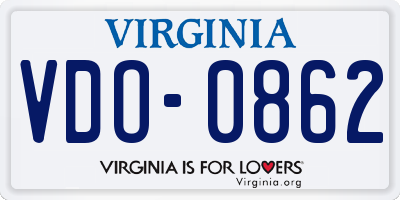 VA license plate VDO0862