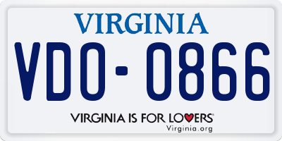 VA license plate VDO0866