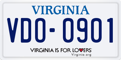 VA license plate VDO0901