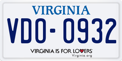 VA license plate VDO0932