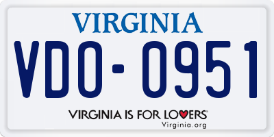 VA license plate VDO0951
