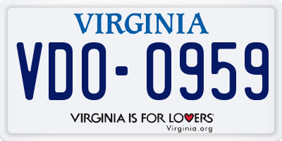 VA license plate VDO0959