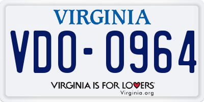 VA license plate VDO0964
