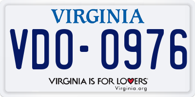 VA license plate VDO0976