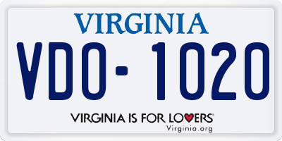 VA license plate VDO1020