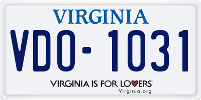 VA license plate VDO1031