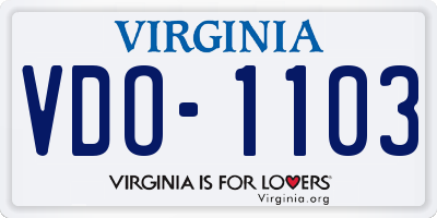 VA license plate VDO1103