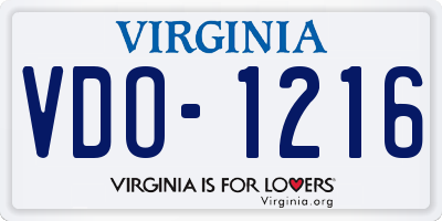VA license plate VDO1216