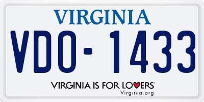 VA license plate VDO1433