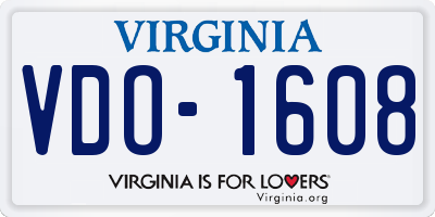 VA license plate VDO1608