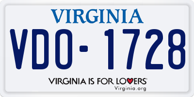 VA license plate VDO1728