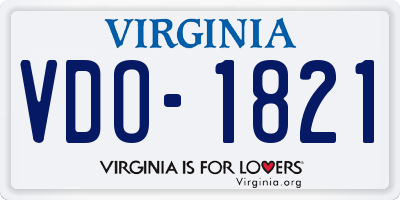 VA license plate VDO1821
