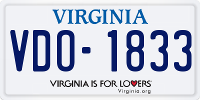 VA license plate VDO1833