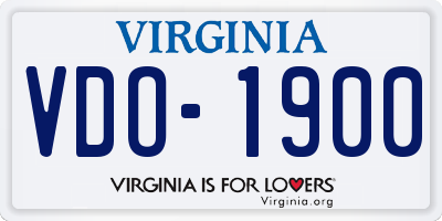 VA license plate VDO1900