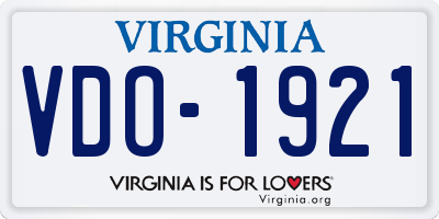 VA license plate VDO1921