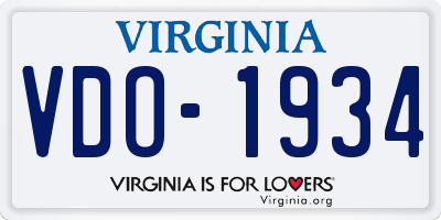 VA license plate VDO1934