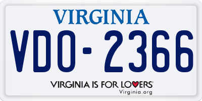 VA license plate VDO2366
