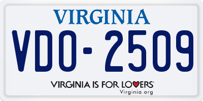 VA license plate VDO2509