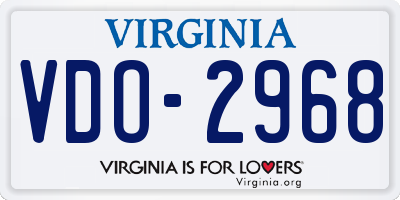 VA license plate VDO2968