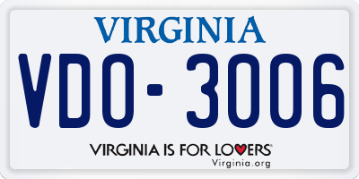 VA license plate VDO3006