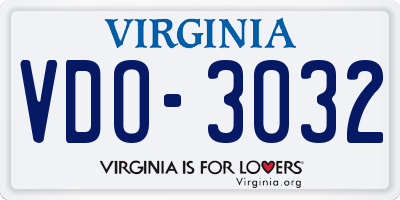 VA license plate VDO3032