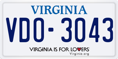 VA license plate VDO3043