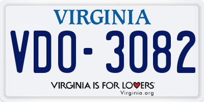VA license plate VDO3082
