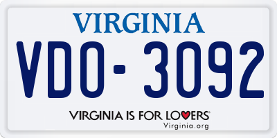 VA license plate VDO3092