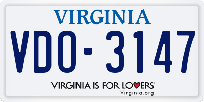 VA license plate VDO3147