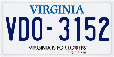 VA license plate VDO3152