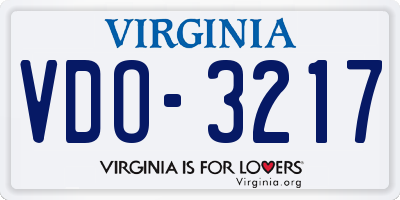 VA license plate VDO3217