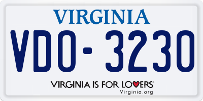 VA license plate VDO3230