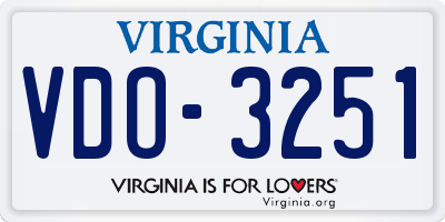 VA license plate VDO3251