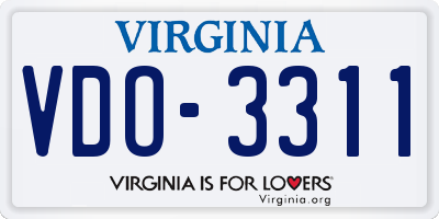 VA license plate VDO3311