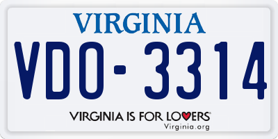 VA license plate VDO3314