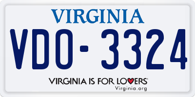 VA license plate VDO3324