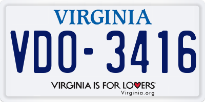 VA license plate VDO3416
