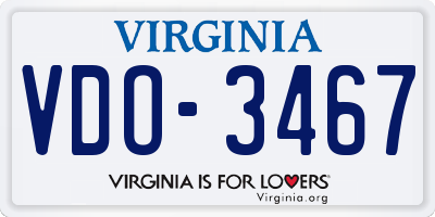 VA license plate VDO3467