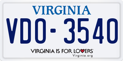 VA license plate VDO3540