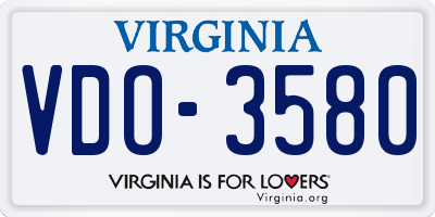 VA license plate VDO3580