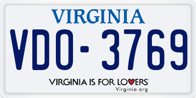 VA license plate VDO3769
