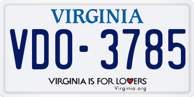 VA license plate VDO3785